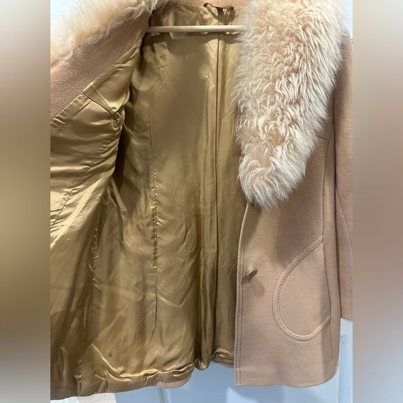 Camel Peacoat with Fur Collar - Picture 10 of 11